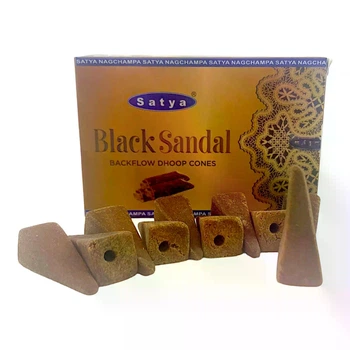 Black Sandal Backflow Dhoop Cone (Черный Сандал)(Satya) 10 конусов в упаковке 34982