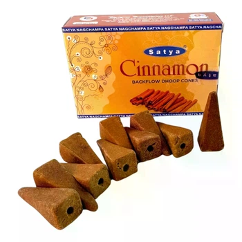 Cinnamon Backflow Dhoop Cone (Корица)(Satya) 10 конусов в упаковке 36287