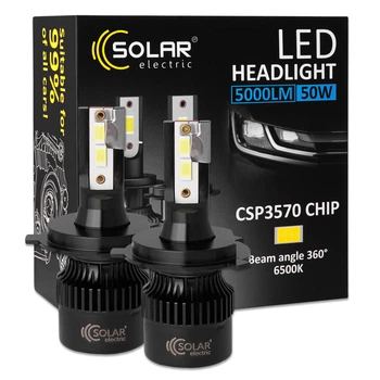 Автолампа Solar LED H4 12/24V 50W 5000 Lm 6500K CSP3570 2 шт (8504S2)