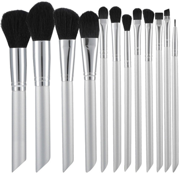 Zestaw pędzli do makijażu Tools For Beauty Mimo srebrno-czarny 12 szt (5903018900285)