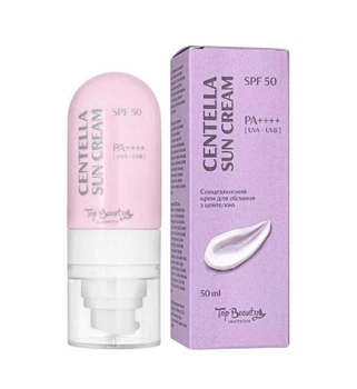Сонцезахисний крем для обличчя SPF50 PA++++ з центелою 50 мл Top Beauty
