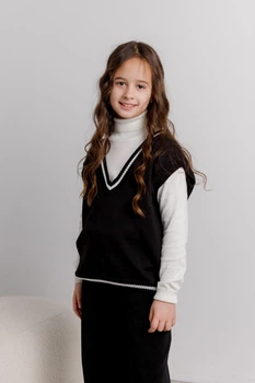 Детская жилетка ART KNIT черная с белой полоской, 116-122см 039668