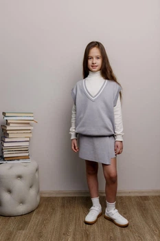 В'язані шорти-спідниця дитячі ART KNIT сірі, 140-146см 039772