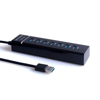Super Speed USB3.0 HUB 7-портовий Розгалужувач Концетратор Для периферійних пристроїв LED-дисплей Black-Blue