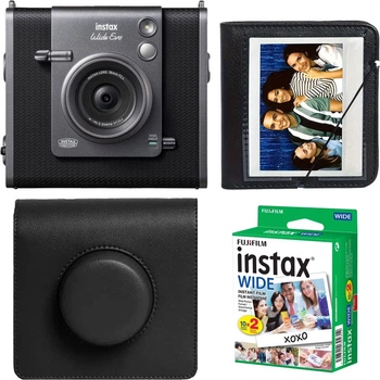 Набор камера моментальной печати Fujifilm Instax WIDE Evo Black + чехол + фотоальбом 28 + фотопленка 20 шт