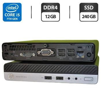 Неттоп HP ProDesk 400 G3 Mini PC USFF / Intel Core i5-7500T (4 ядра по 2.7 - 3.3 GHz) / 12 GB DDR4 / 240 GB SSD / HD Graphics 630 / Windows 11 Pro б/у