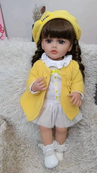 Кукла большая виниловая ручной работы музыкальная с живыми глазами Reborn Baby Doll