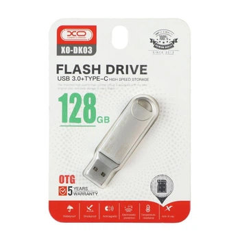 USB флеш-накопичувач XO DK03 USB3.0+Type C 128GB Колір Сталевий