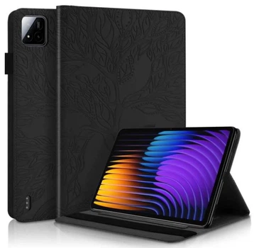 Чехол Wood Book на POCO Pad X1 (11.2") / чехол для планшета с функций подставки и отделением для кредитных карт / черный