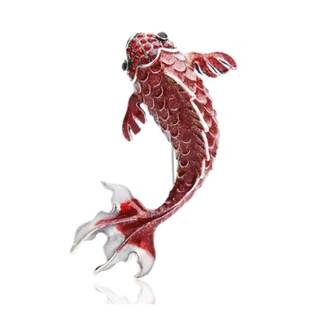 Брошь женская BROCHE бижутерия с эмалью Море Рыбка красная BRBF111008