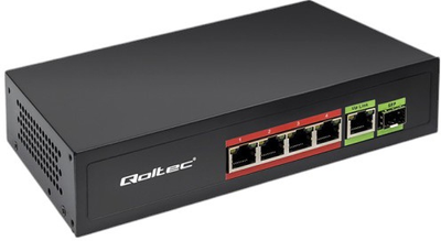 Switch Qoltec PoE SWITCH 4x RJ45 PoE 1x RJ45 Uplink 1x SFP 65W 1000 Mb (5901878522968)