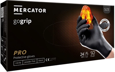 Перчатки Mercator GoGrip нитриловые непудренные нестерильные XL black x 50 шт (17209109)