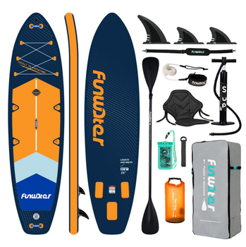 SUP-дошка надувна Funwater Paddleboard Blue11"6 350x90x15 см Двошаровий Сап, Універсальний Сап борд