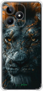 Чехол на Realme Note 50 Пламенный лев "6153sp-3752-70447"