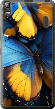 Чехол на Lenovo K3 Note K50-T5 Желто-голубые бабочки "6046u-141-70447"