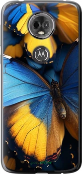 Чехол на Motorola Moto E5 Plus Желто-голубые бабочки "6046u-1412-70447"