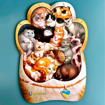 Деревянный пазл-вкладыш "Котики-муркотики" Ubumblebees, развивающая игра для детей от 2 лет