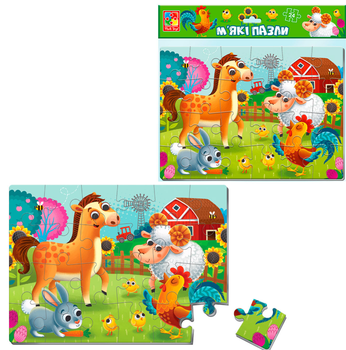 Мягкие пазлы Vladi Toys «Ферма», 24 элемента, пазл для малышей, развивающая игра, безопасный материал