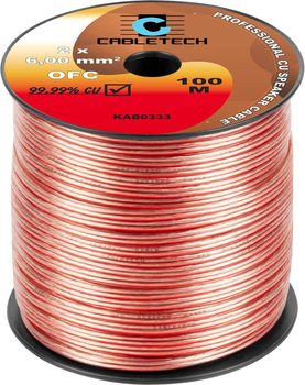 Kabel głośnikowy Cabletech OFC 2 x 6 mm 100 m Red (5901436707899)