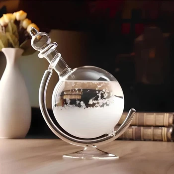 Барометр Штормгласс RESTEQ большой глобус, капля Storm Glass на стеклянной подставке, декоративный и метеорологический прибор для