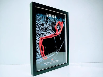 Об'ємна Рамка з 3D Трасою Monaco Circuit (Circuit de Monaco) / Monte Carlo / Монако в Масштабі 1:40 000 Red Matte / F1 Frame 32x23x3