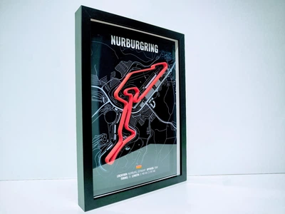 Об'ємна Рамка з 3D Трасою Nürburgring Grand-Prix Strecke (Траса Гран-прі Нюрбургринг) Німеччина в Масштабі 1:40 000 Red Matte / F1 Frame 32x23x3