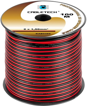 Przewód głośnikowy Cabletech 2 x 1.5 mm² 100 m Black/Red (5901436734888)