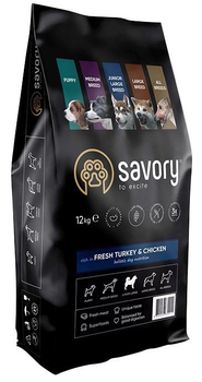 Sucha karma dla juniorów dużych ras Savory z indykiem i kurczakiem 12 kg (4820232630211)