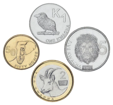 Набор монет Замбия набор из 4 монет 2019-2024 UNC 50 нгве, 1, 2, 5 квача