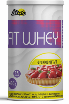 Протеиновый коктейль FITWHEY, Фруктовый тарт 450г 75%