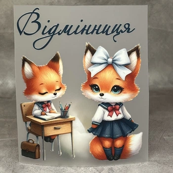 ТермоНаклейка - "Отличница- Лисичка" (арт 018645), размер одной наклейки- Надпись 7,1*1,5 см, 1 набор