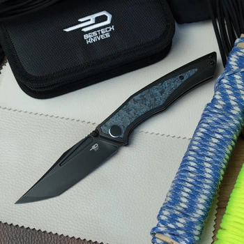 Ніж Складаний BESTECH TOGATTA BT2102H Titanium + Black & Blue Carbon Fiber M390