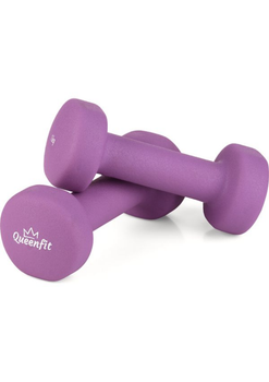 Набор гантелей неопреновых Queenfit 2х1 кг (2 кг) фиолетовый. Круглые, для фитнеса, аэробики, дома