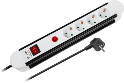 Listwa przeciwprzepięciowa Rebel 4 gniazda 1.5 m Black-White (5901436823568)
