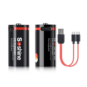Батарейки CR123(16340) акумуляторні Soshine з роз'ємом USB Type-C на 3.7V/550mAh Li-ion - 2 ШТ.