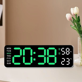 Годинник Deepfox DS-5503 LED цифровий електронний настільний Будильник Дата Температура Вологість 22.8х7.5см зелений/білий