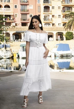 Длинное пляжное платье с резинкой Fresh Cotton 2511 F-1C 46(L) Белый