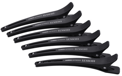 Karbonowe klipsy do włosów Lussoni Carbon Section czarne 6 szt (5903018916811)