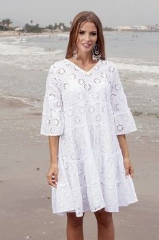 Пляжное платье для женщин с вышивкой Fresh Cotton 1608 F-1с 46(L) Белый