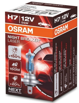 Żarówka halogenowa OSRAM H7 12V 55W PX26d NIGHT BREAKER LASER +150% (64210NL) (4052899991392)