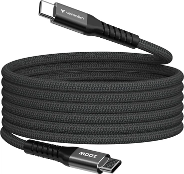 Kabel zasilający i synchronizujący Verbatim 100 W z magnesem, USB-C do USB-C, 120 cm, czarny (0023942318637))