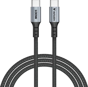 Кабель живлення та синхронізації Verbatim 100 Вт, USB-C–USB-C, 120 см Чорний (23942318460)