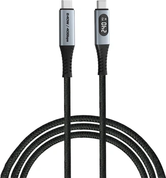 Kabel zasilający i synchronizujący Verbatim z wyświetlaczem 240 W, USB-C do USB-C, 120 cm, czarny (0023942318491)