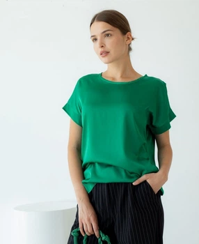 Шовкова футболка зеленого кольору FashionYouWant L зелений 43450171