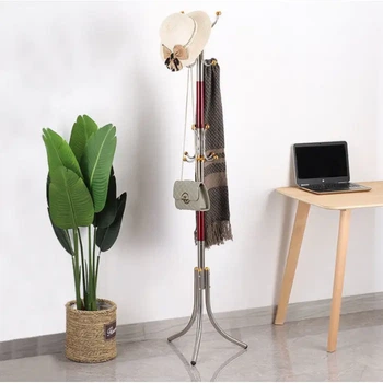 Металлическая напольная стойка-вешалка для одежды Coat Rack тренога 16 крючков
