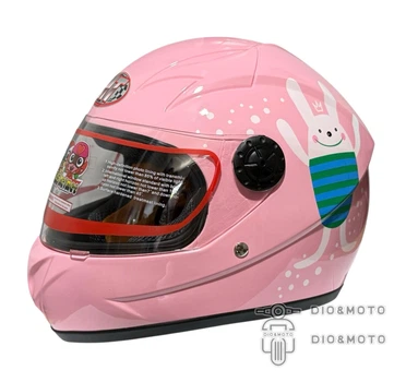 Шолом дитячий закритий біле скло HF-909 PINK/E29 розмір - M MotoTech