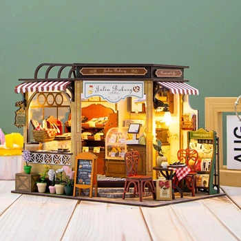3D Румбокс "Пекарня" Миниатюрный Кукольный Домик DIY DollHouse Diorama от HongDa с освещением (DG178)