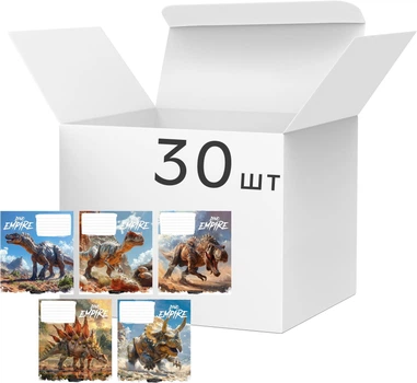 Набор тетрадей школьных Школярик 3490 Dino Empire 12 листов в клетку 30 шт (012-3490K)