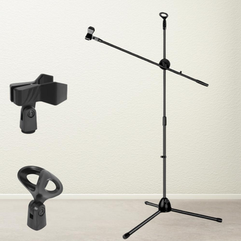 Штатив тринога журавель для мікрофона Pro Microphone Stand підлогова мікрофонна стійка з 2 тримачами