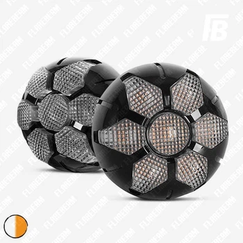 Фонари 2IN-06 для мотоциклов Harley-Davidson светодиодные (LED) Ø2 дюйма со стеклом чёрные 2 шт. (белый + оранжевый)